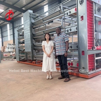 Gabbia automatizzata per pollame a strato con alimentatore e sistema regolabile per bevitori di capezzoli